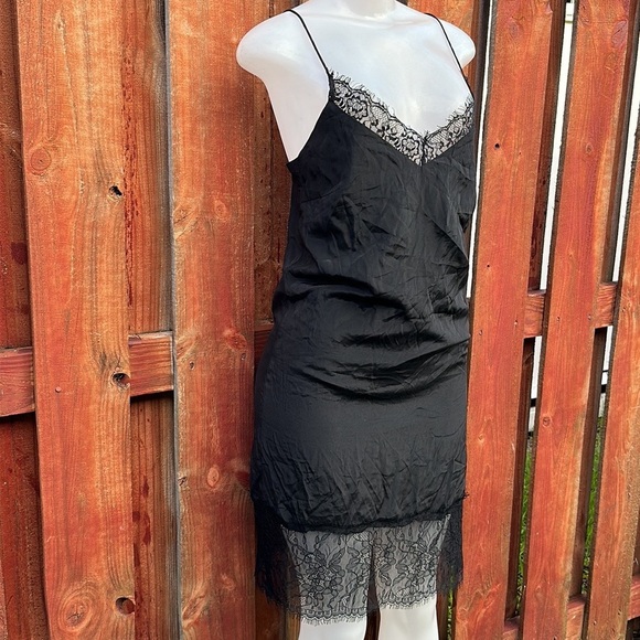 Black Lace Trim Chemise with Spaghetti Straps Size XS - Picture 2 of 9